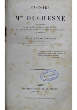 Histoire de Mme Duchesne 1878 r.