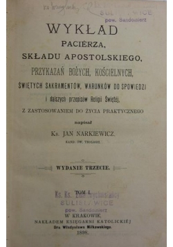 Wykłady Pacierza ,Tom I,1898r.