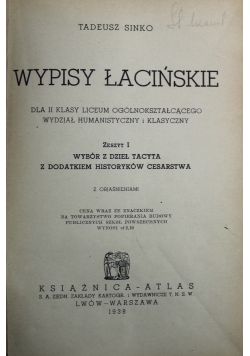 Wypisy łacińskie Zeszyt I 1938 r.