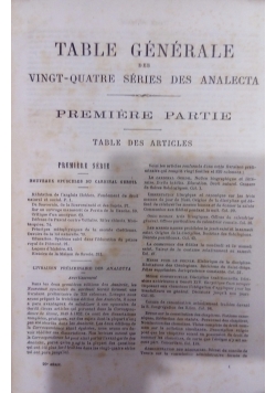 Table generale des vingt-quatre series des analecta