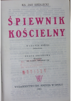Śpiewnik kościelny wydanie  XXXVIII 1985 r