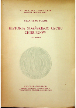 Historia gdańskiego cechu chirurgów 1454  1820