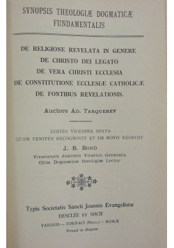 Synopsis theologiae dogmaticae 1949 r.