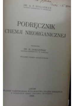 Podręcznik chemii nieogranicznej, 1928 r.
