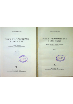 Pisma filozoficzne i logiczne tom I i II
