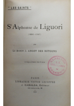 St Alphonse de Liguori 1921 r.