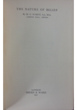 The Nature of Belief, 1931 r.