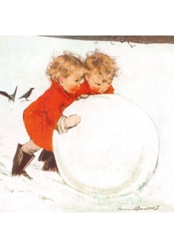 Karnet kwadrat z kopertą Święta Rolling the Snowball