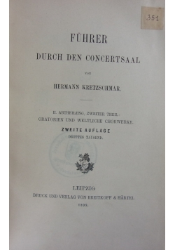Fuhrer Durch den Concertsaal, 1899 r.