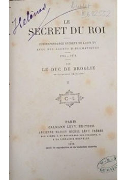 Le Secret du roi, 1878 r.