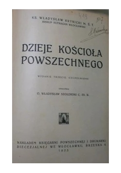 Dzieje kościoła powszechnego, 1925 r.