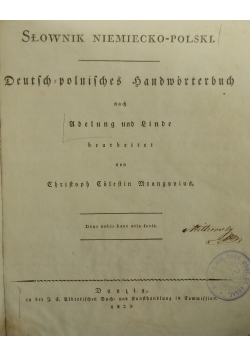 Słownik niemiecko-polski, 1823 r.