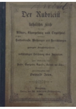 Der Rubricist in der katholischen Kirche, 1890r.