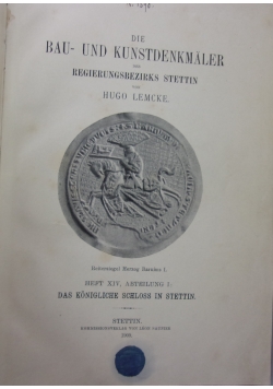 Die Bau und kunstdenkmaler des regierungsbezirks stettin 1909 r.