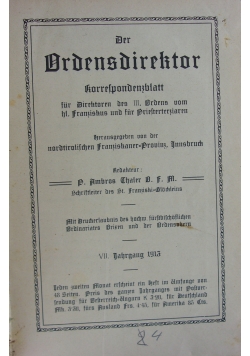 Der Ordensdirektor, 1913 r.