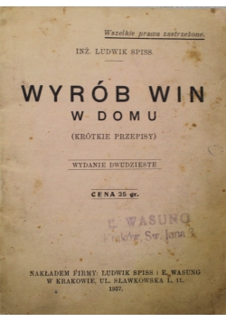 Wyrób win w domu 1937 r.