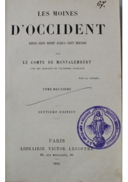 Les Moines Docident Tome Deuxieme 1892 r