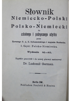 Słownik niemiecko - polski 1911 r.
