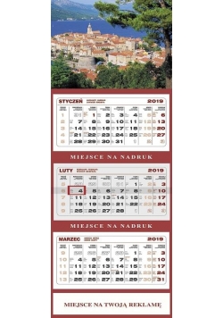 Kalendarz 2019 Ścienny Trójdzielny Korcula