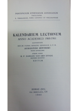 Kalendarium  Lectionum anno academico 1960-1961