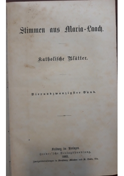 Stimmen aus Maria Laach, 1885 r.
