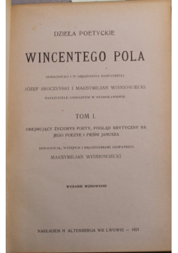 Dzieła poetyckie Wincentego Pola  tom III 1921 rok