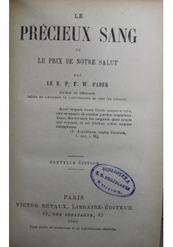 Le Precieux Sang  cu le prix de notre salut 1900 r.