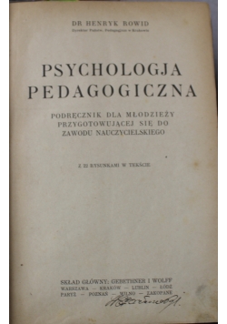 Psychologja pedagogiczna 1928 r.