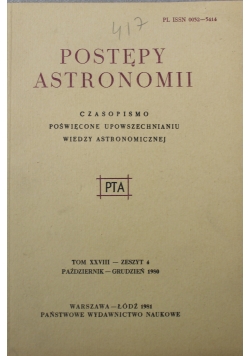 Postępy astronomii Tom XXVIII Zeszyt 4