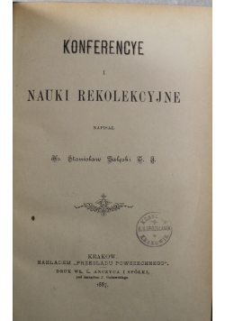 Konferencye i nauki rekolekcyjne 1887 r.
