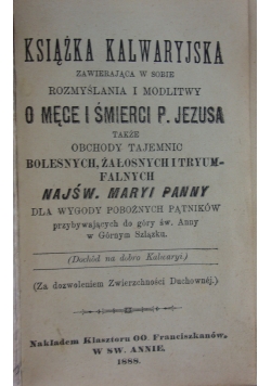 Książka Kalwaryjska, 1888 r.