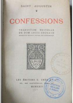 Saint Augustin Confessions 1924 r.