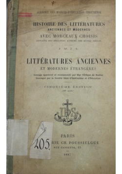 Litteratures anciennes et modernes etrangeres 1897 r.