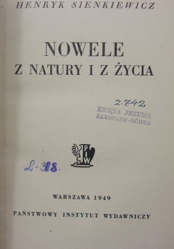 Nowele z natury i z życia, 1949 r.