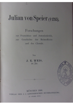 Julian von Speier, 1900r.