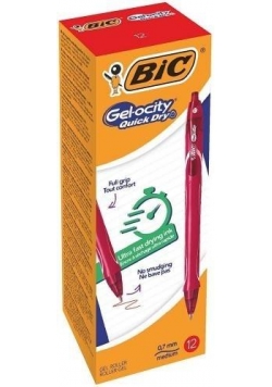 Długopis żelowy Gelocity czerwony (12szt) BIC