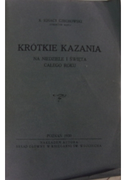 Które kazania na niedziele i święta całego roku, 1930 r.