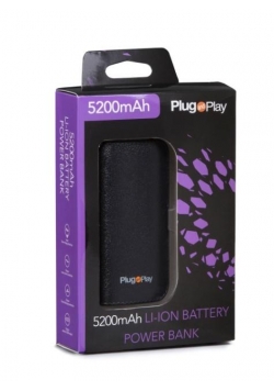 Power bank 5200MA 1*USB czarny PLUG&PLAY