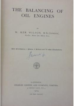 The Balancing of Oil Engines, 1929 r.