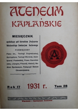 Ateneum Kapłańskie Tom 28 1931 r.