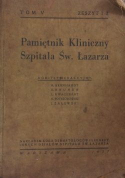 Pamiętnik Kliniczny Szpitala Św.Łazarza,1937r.