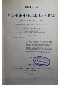Histoire de Mademoiselle Le Gras 1883 r.