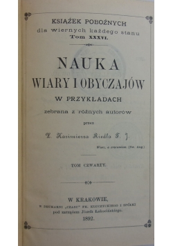 Nauka Wiary i obyczajów ,Tom IV ,1892 r.