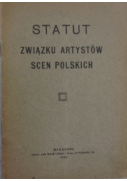 Statut związku artystów scen Polskich, 1926 r.