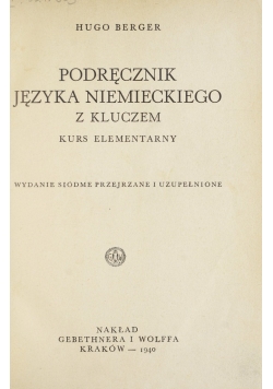 Podręcznik języka niemieckiego z kluczem, 1940 r.