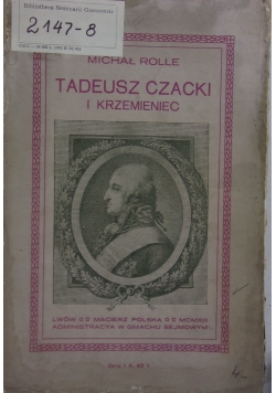 Tadeusz Czacki i Krzemieniec, 1913 r.