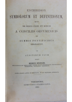 Enchiridion symbolorum et definitionum quae de rebus fidei et morum a conciliis oecumencis, 1865r.