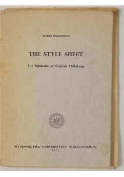 The style sheet for students of english philology