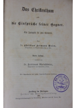 Das Christenthum und die Einspruche seiner Gegner. 1881 r.