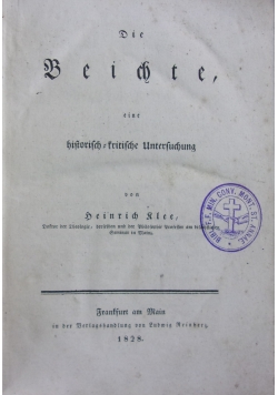 Die Beichte, eine historischkritische Untersuchung, 1828 r.